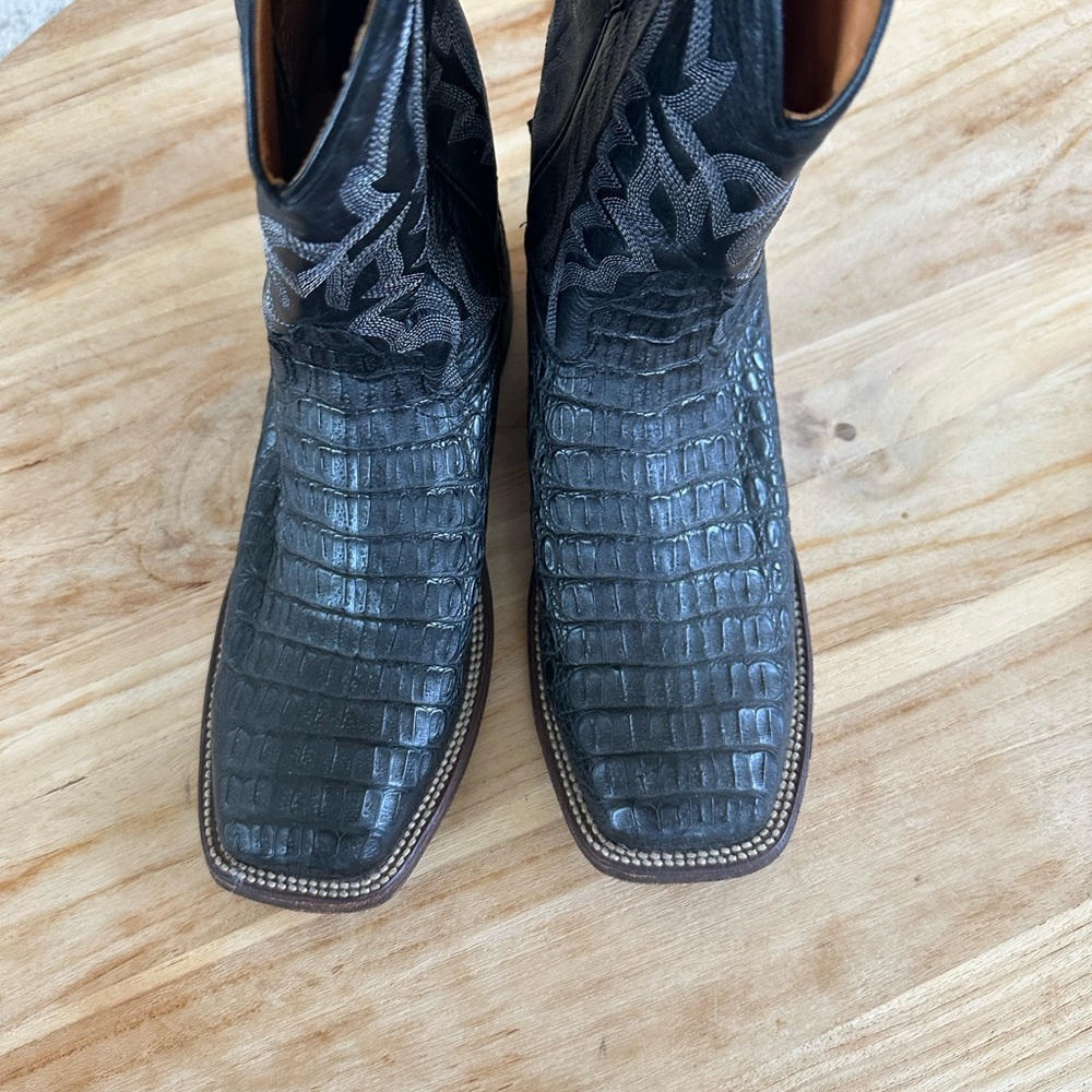 Tony Lama Black Caimen Cowboy Boots